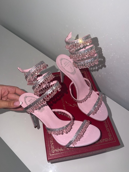 Rene Caovilla Shoes - Rene Caovilla Pink and White Strappy Heels